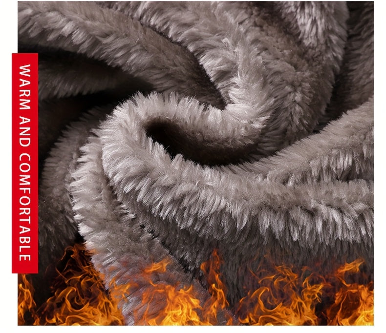 Siji Dou OBM Men's Coat, New Autumn/Winter Fleece-Lined Jacket with Faux Fur Collar, Trendy Casual Jacket for Men