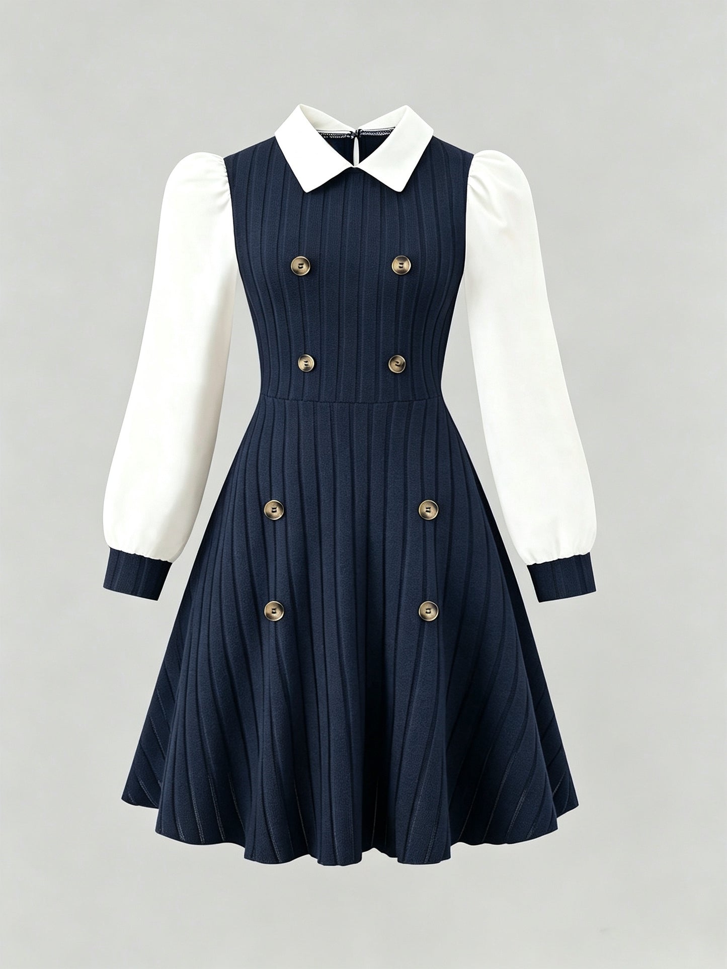 Girls' Preppy Knit A-Line Dress for Autumn & Spring