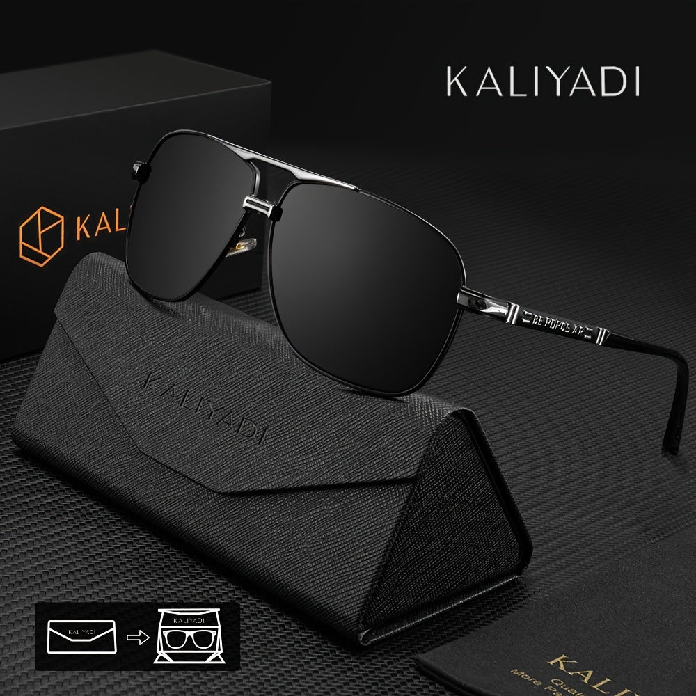 Men's Classic Polarized Sunglasses with Case - Casual Metal Frame