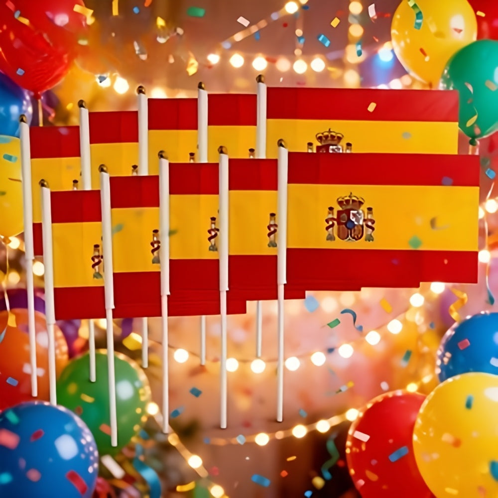 Set of 6/8/12 Spanish Handheld Cheering Flags for Football Fans