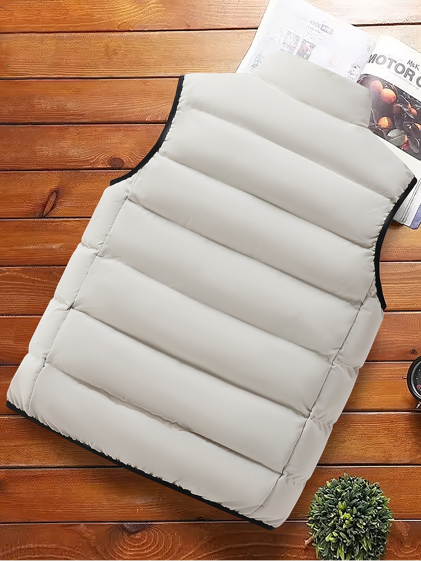 Men's Casual Sleeveless Stand Collar Vest, Thickened Warm Sweater, Autumn Winter Solid Color Zip-up Jacket, Coldproof Outdoor Top, Graphene Warmth, Fashion Webbing, Suitable for Daily Activities, Holiday Gift