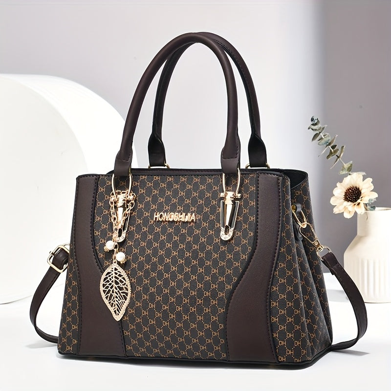 Women's Elegant Quilted Tote Bag with Removable Strap - Faux Leather