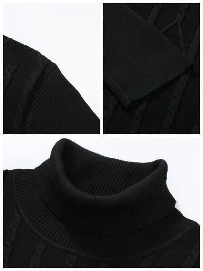 Men'S Solid Color Turtleneck Sweater, Highly Elastic, Stylish, Comfortable, And Warm Top, Suitable for Outdoor Wear in Autumn And Winter, Base Layer Sweater, Striped Knitted Turtleneck Sweater - Long Sleeve Pullover, Featurin