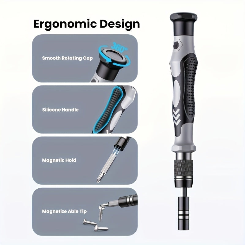 292.1cm 2.54 | 81.28cm 1 Precision Screwdriver Set | Magnetic Bits | Anti-Slip Ergonomic Handle | Suitable for Phones, Computers, Watches