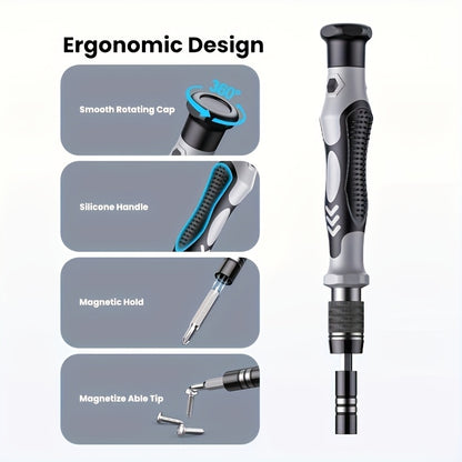 292.1cm 2.54 | 81.28cm 1 Precision Screwdriver Set | Magnetic Bits | Anti-Slip Ergonomic Handle | Suitable for Phones, Computers, Watches