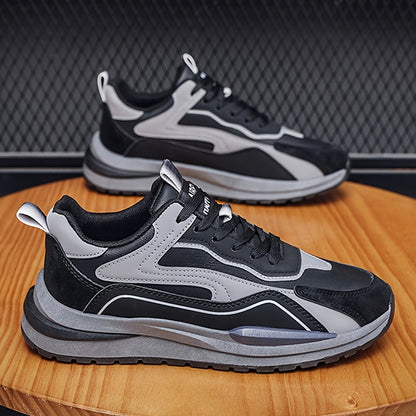 Men'S Lightweight Breathable Sneakers - Black  Gray Low-Top Lace-Up Shoes with Non-Slip PVC Sole, Durable Casual Sneakers for Running, Walking  Casual Attire, Running Shoes