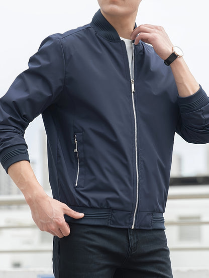 Men's Solid Color Business Jacket, Casual Stylish Outdoor Coat As Gift