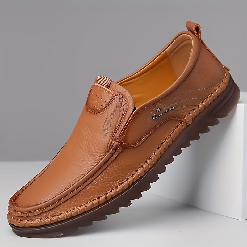 Handcrafted Men's Casual Cowhide Shoes with Soft PU Soles