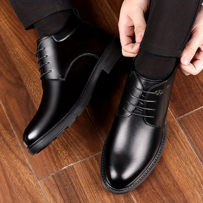 Men'S Formal Business Shoes, Featuring a Winter Fleece And a Classic Black Lace-Up Design, Suitable for Office And Wedding Occasions.