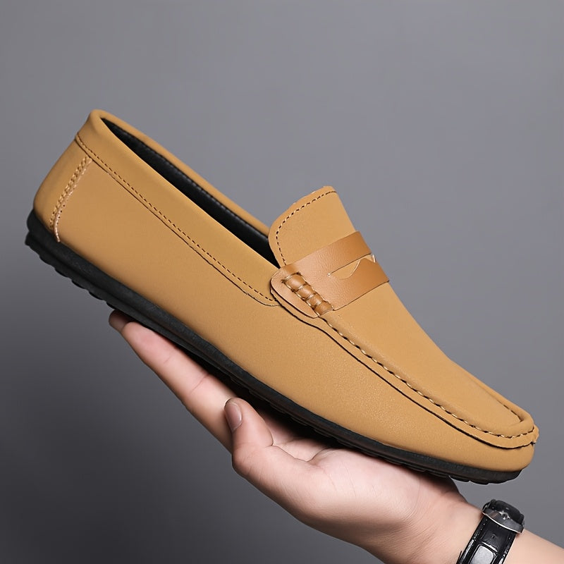 Men's PU Round-Toe Casual Loafers, Light and Comfortable