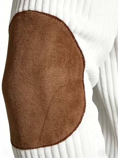 Men's Autumn Winter Color Block Pullover Sweater with Lapel
