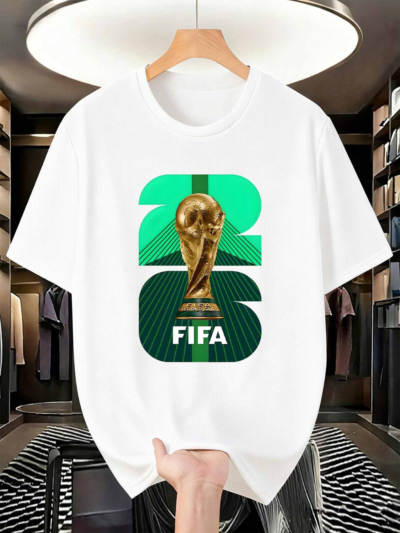Men's FIFA 2026 Trophy Graphic Mesh T-Shirt - Breathable Summer Tee