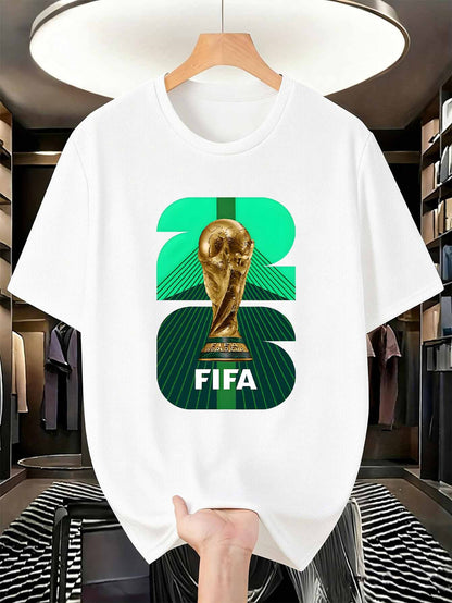 Men's FIFA 2026 Trophy Graphic Mesh T-Shirt - Breathable Summer Tee