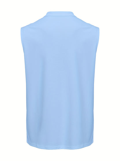 Men's Sleeveless V-Neck Shirt with Quarter Zip - Lightweight Summer To
