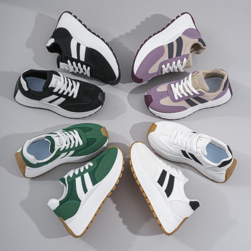 Women's Casual Low-Top Platform Sneakers with PVC Sole