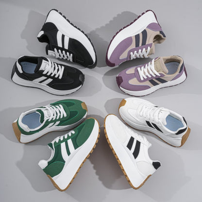Women's Casual Low-Top Platform Sneakers with PVC Sole