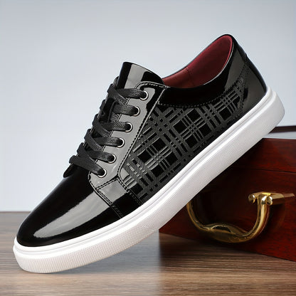 Sneakers, Shoes, White Rubber Sole, Exquisite Lattice Embossing on The Side, Lace-Up Round Toe, Versatile for Everyday Wear in All Four Seasons - ayq