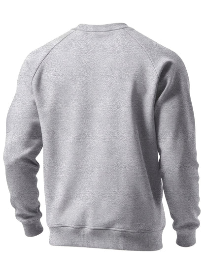 Men's Casual Crew Neck Black Print Sweatshirt for Spring/Fall
