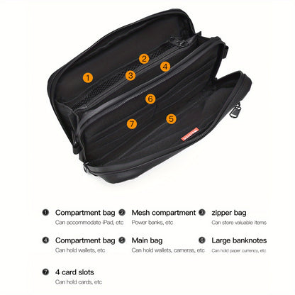 WEIXIER Unisex Fashion Messenger Bag, Shoulder Satchel with Detachable Strap, Polyester Lined, Business Briefcase for Commuting  Outdoor, Ideal Gift for Husband Or Boyfriend