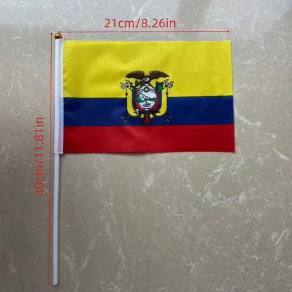 Ecuadorian Mini Handheld Flags, Polyester Small Flags with Rods