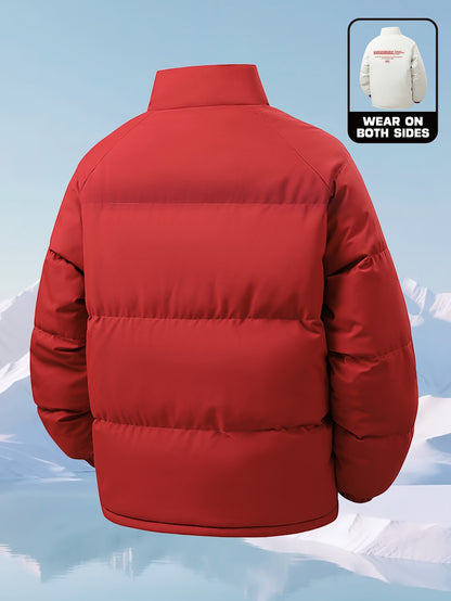 Men'S Heavy-Duty Thermal Jacket - Double-Sided Winter Coat with Full-Zip Closure, Soft Non-Stretch Fabric, Stand Collar - Cold Weather Outerwear for Office, Commuting, Thick, Outdoor - Easy-care Polyester Jacket, Winter Jacke