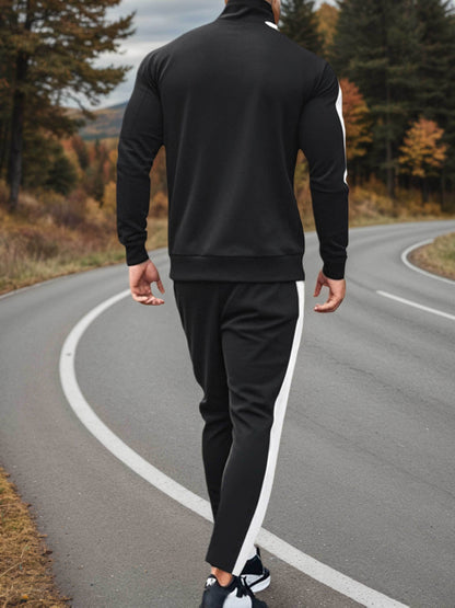 Men's Casual Athletic Tracksuit Set with Stretch Polyester