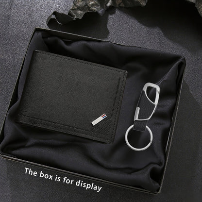 2pcs Men'S Wallet + Keychain Set | Stylish Casual Luxury Sports Wallet, Trendy Daily Essential Accessory, Designed Exclusively for Men, Lining, Dry Clean Only | Perfect Gift for Anniversaries, Valentine'S Day, Birthdays, East