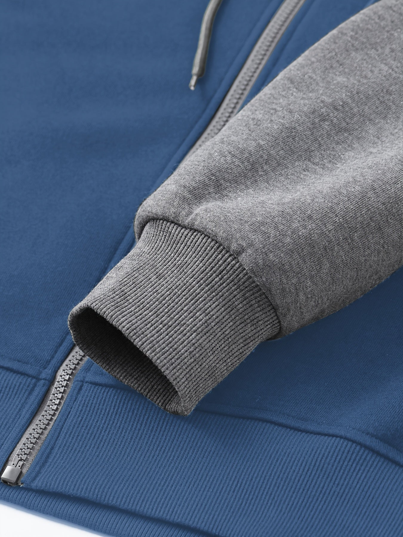 Men's Casual Sports Hoodie Two-Piece Set Four Seasons Color-Matching Zipper Drawstring Waist Jogging Suit