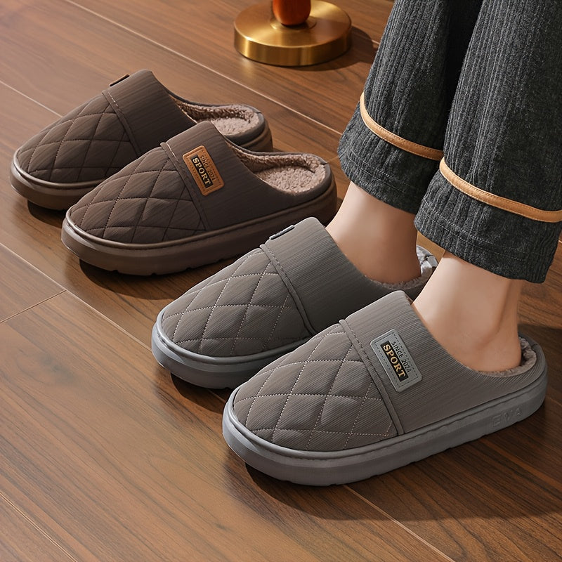 Men's Winter Oversized Slippers with Plush Lining & EVA Sole