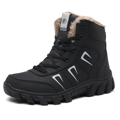 Men's Thermal Insulated Winter Boots - Heavy-Duty Mid-Calf PU & TPR Sole, Warm Lining & Arch Support, Beige/Tan/Black/Gray/White - Ideal for Hiking, Snow, Ice, and Everyday Winter Wear - Durable Cold-Weather Shoes with Lace-U