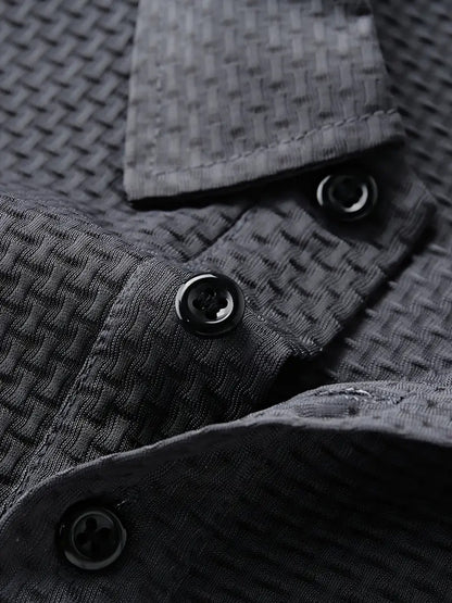 FS1128 Style Men'S Jacquard Polo Shirt with Unique Print Patterns, Casual Short Sleeves, Summer Fashion, Breathable Embossed Top, a Perfect Gift - ayq