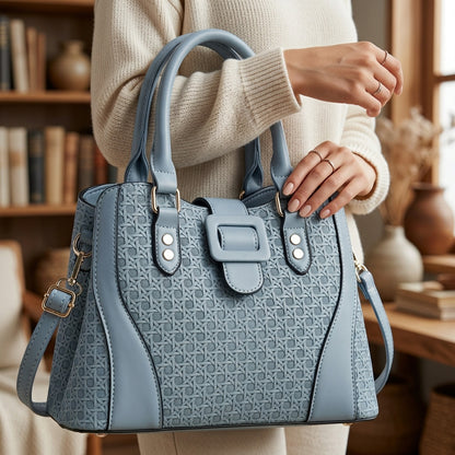 Plaid PU Leather Three-Piece Handbag Set for Women - Stylish & Spaciou
