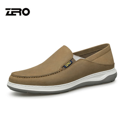 Men's Lightweight Leather Casual Loafers with Soft Heel Counter