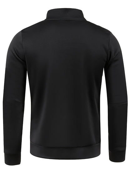 Men's Stand Collar Jacket - Full-Zip Casual Athletic Coat, Light Grey with Lime Accents, Zippered Front Closure for Gym, Office, Everyday - Machine Washable Outerwear, Gym Wear, Sporty Design, Smooth Texture, Lightweight Coat