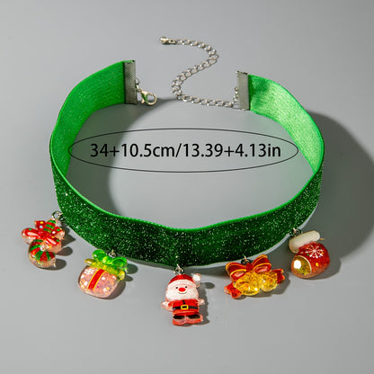 1pc Women's Glittering Candy Necklace with Lollipop & Lingerie Charm - Multicolor Party Necklace (Pink, Yellow, Red, Green, Clear) - Christmas Party Jewelry with Tassel & Heart/Star/Candy Cane Charms - Festive Statement Neckl