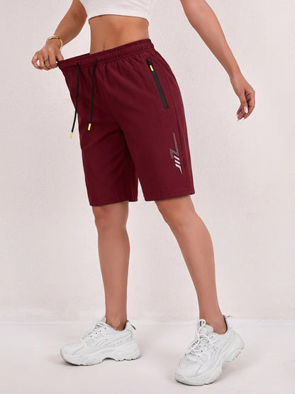 Women's Loose-Fit Quick-Dry Sports Shorts with Zipper Pockets