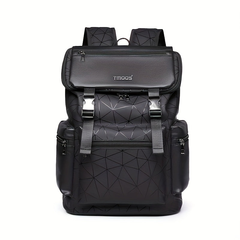 Unisex Backpack with Crocodile Texture, Large Capacity, Anti-Theft, Multi-Compartment, Fits 14-inch Laptop, Casual Travel  Business Commute, Minimalist Style, No Battery - Black