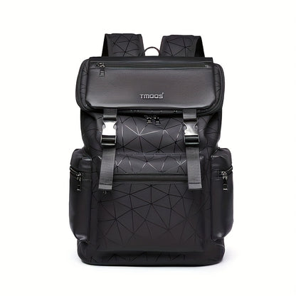Unisex Backpack with Crocodile Texture, Large Capacity, Anti-Theft, Multi-Compartment, Fits 14-inch Laptop, Casual Travel  Business Commute, Minimalist Style, No Battery - Black