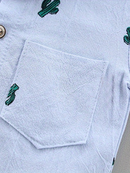 Kids' Cotton Dinosaur Print Shirt & Shorts Set for Summer - ayq