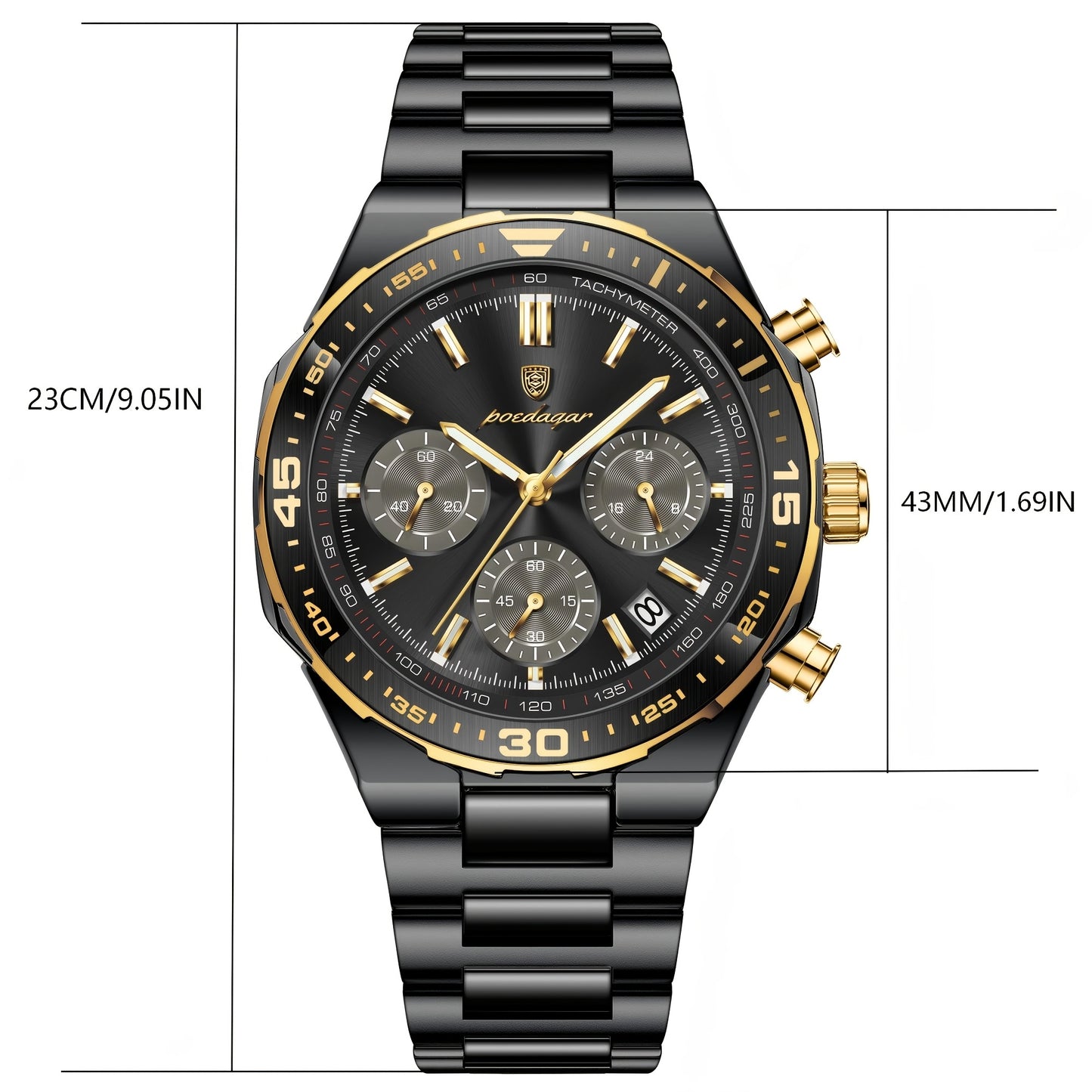 Men's Business Quartz Watch Stainless Steel Waterproof
