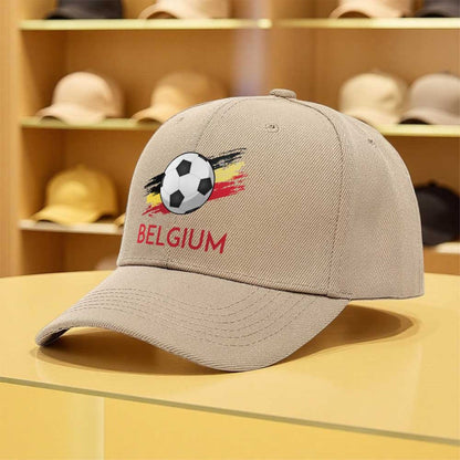 Adjustable Belgium Soccer Baseball Cap with Embroidered Patches