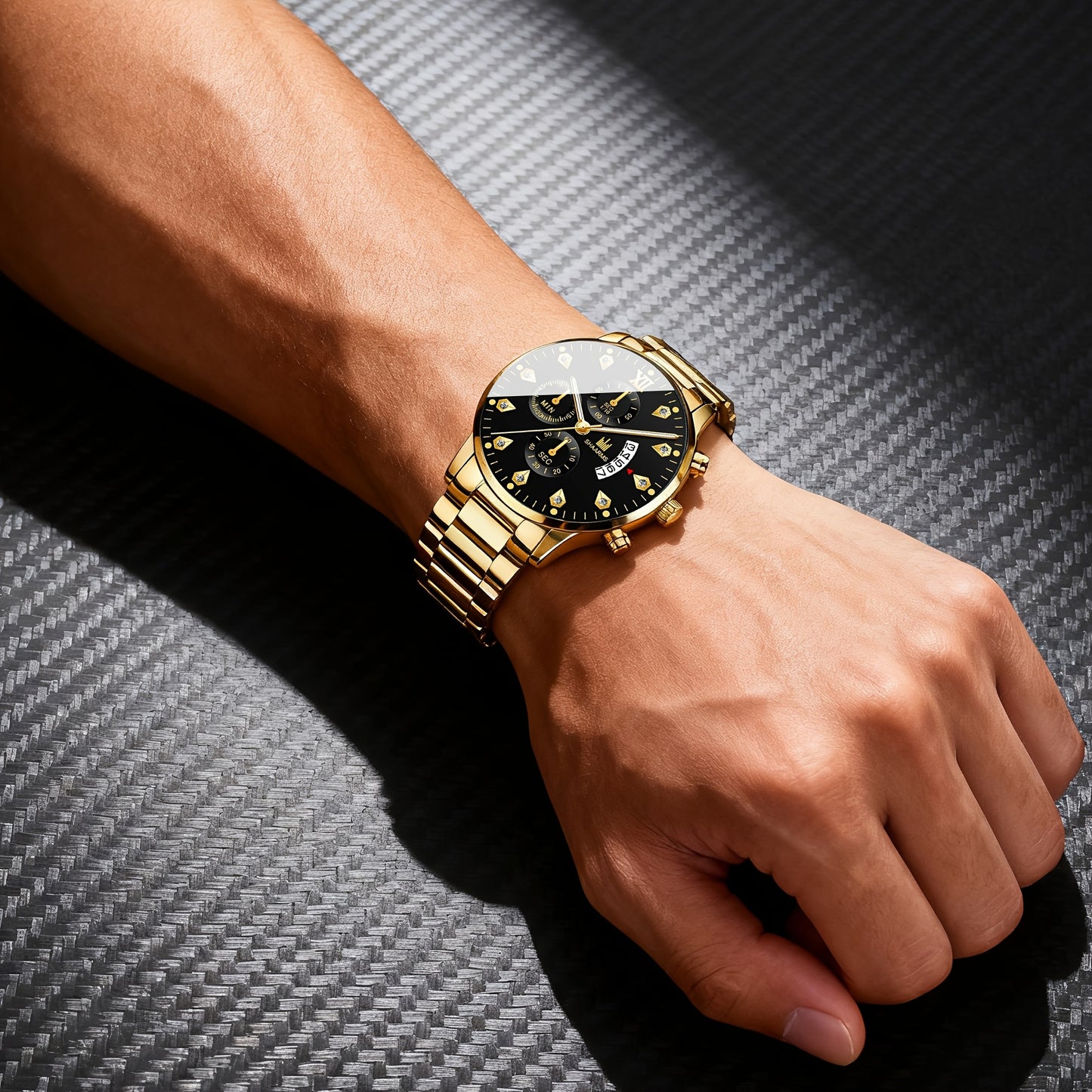 3pcs Men's Fashion High-End Quartz Watch + Business Casual Wallet and Versatile Glasses Combo Set, Perfect Gift for Friends on Holidays and Birthdays, Men's Gift