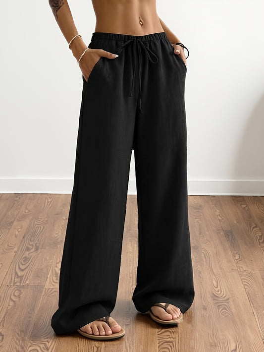Women’s Summer Wide-Leg Casual Pants with Elastic Waist