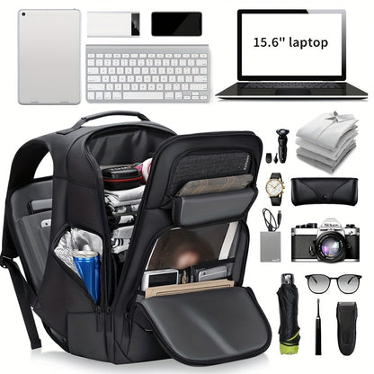 FENRUIEN Men'S Large Capacity Expandable Backpack with USB Charging, 39.62cm Laptop Bag, Durable Oxford Fabric, Multiple Compartments for Travel and Business Use, Travel Backpack   Minimalist Backpack   Durable Zippers, Lapto