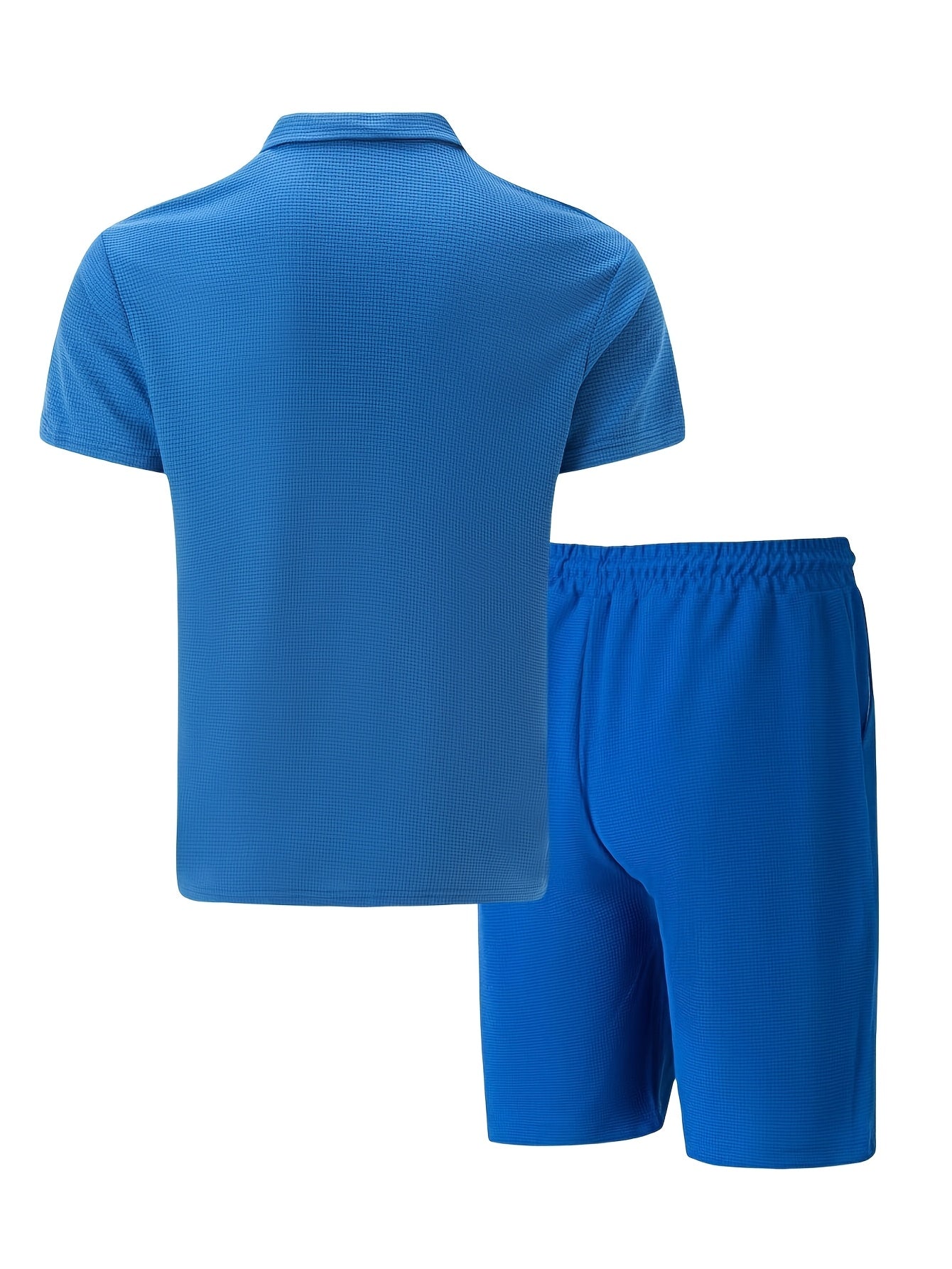 Men's Summer Casual 3-Piece Tracksuit Waffle Knit Half-Zip