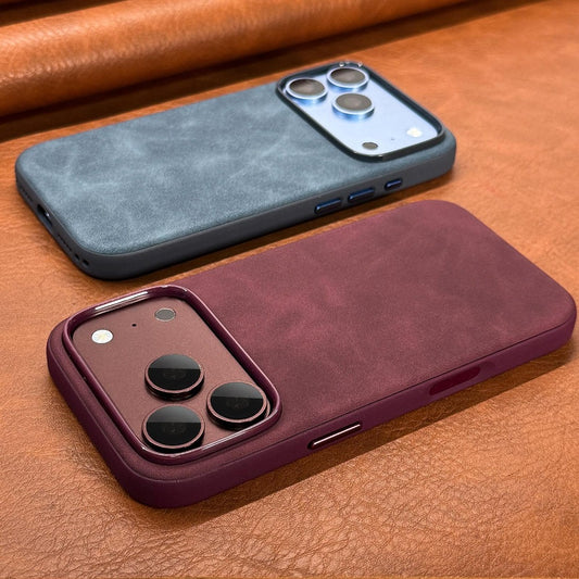 Luxury Retro Faux Sheepskin Leather Phone Case for iPhone 13-18 Pro Ma - ayq