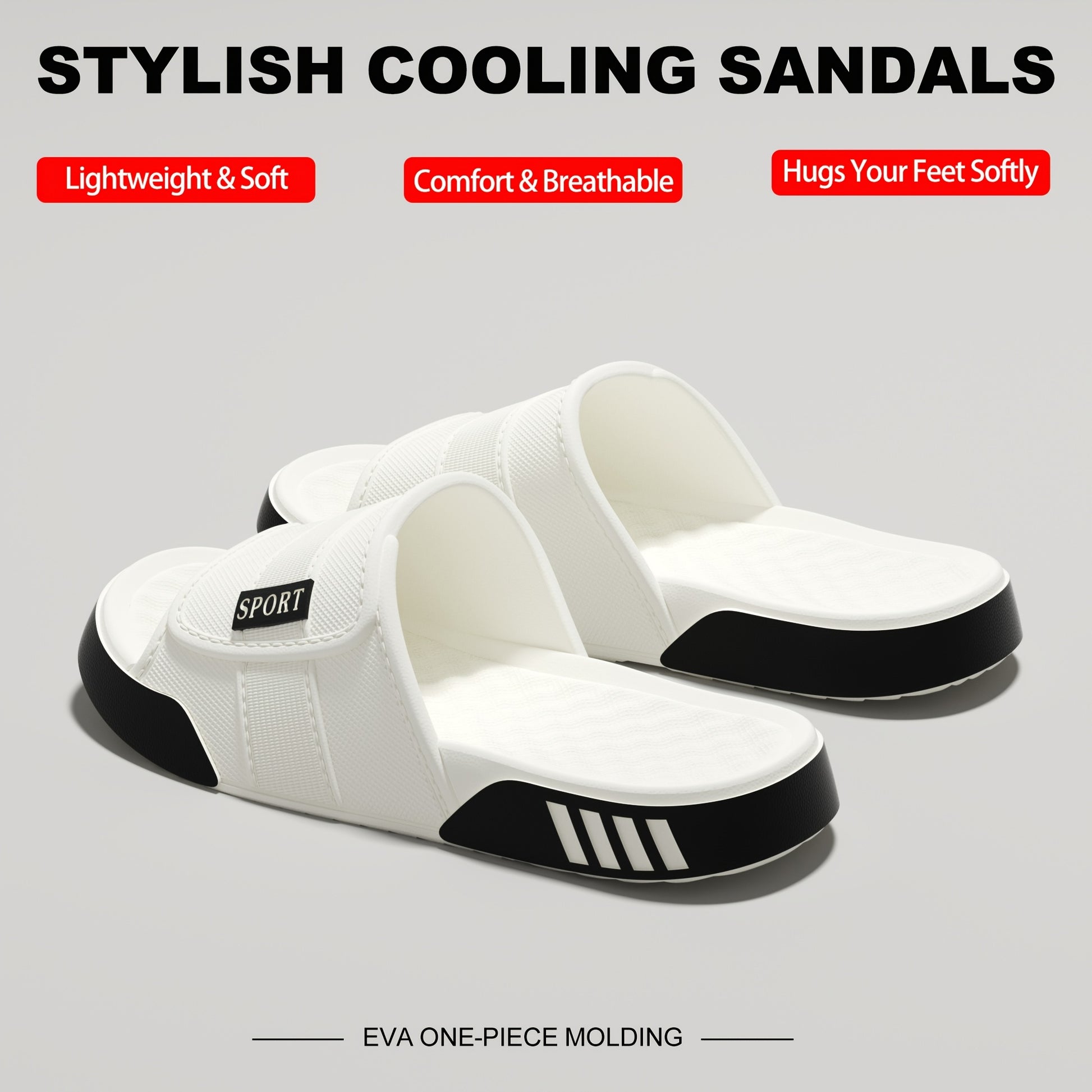 Men's Summer EVA Slides | 1pc Molding Breathable Cool, Multi-Color for Beach Water Play Bath Travel - ayq