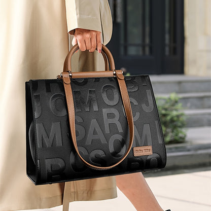 Women's Large Capacity Minimalist Black PU Crossbody Bag