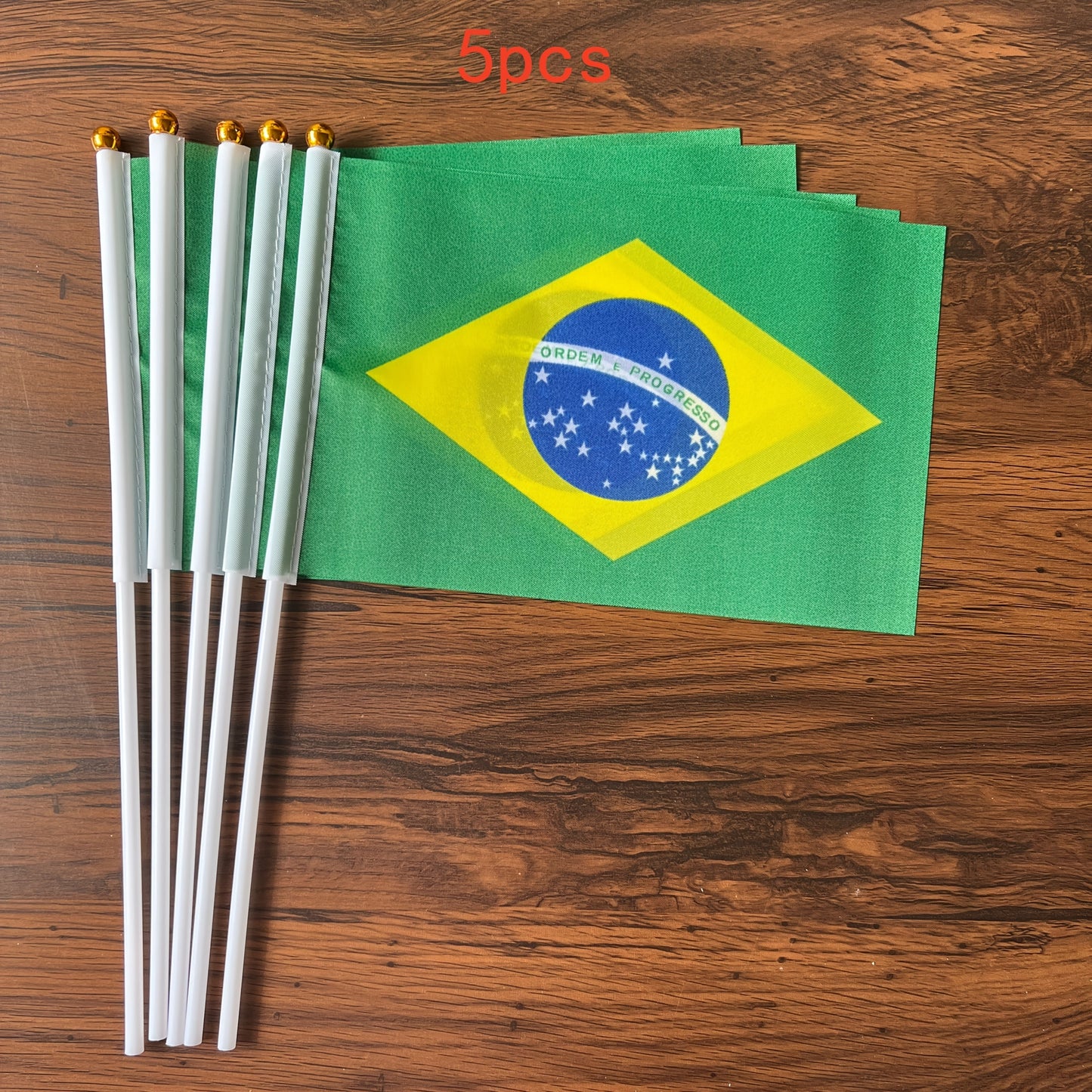 5pcs Small Brazilian Flags Handheld Polyester for Events