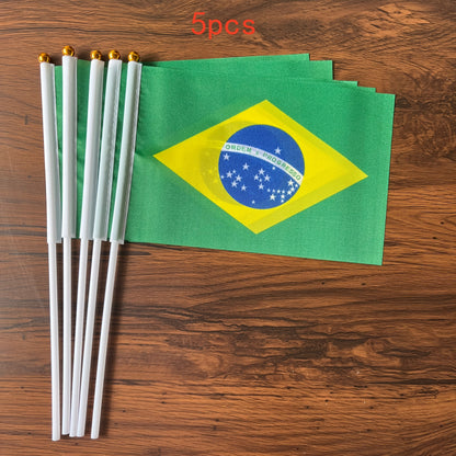 5pcs Small Brazilian Flags Handheld Polyester for Events